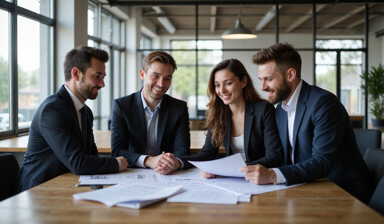 Lawyers working collaboratively with clients