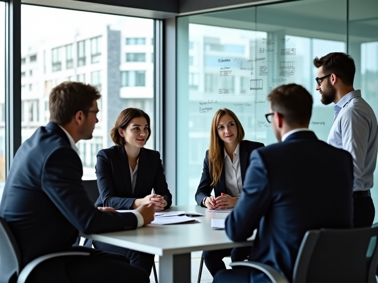 Team working in conference room