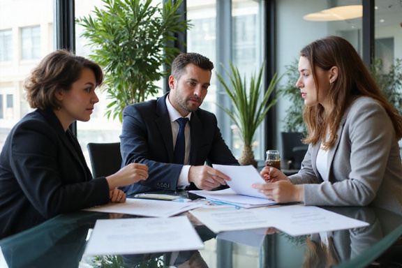 Professional legal team discussing case